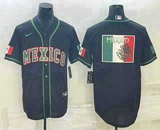 Mens Mexico Baseball 2023 Black World Big Logo Classic Stitched Jerseys